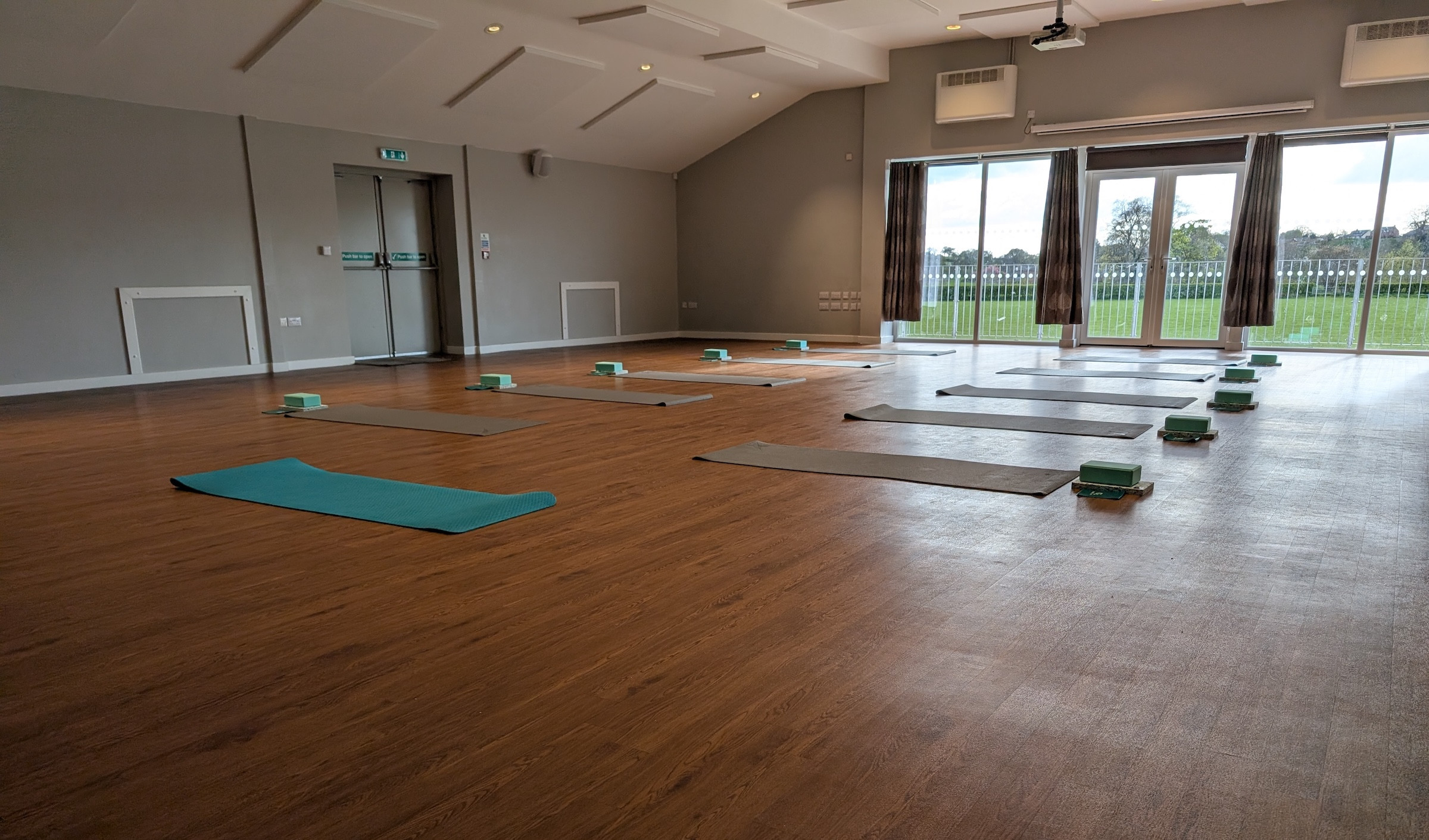 Picture of the Pilates class setup at Downagate community centre, Warwick Bridge, Carlisle